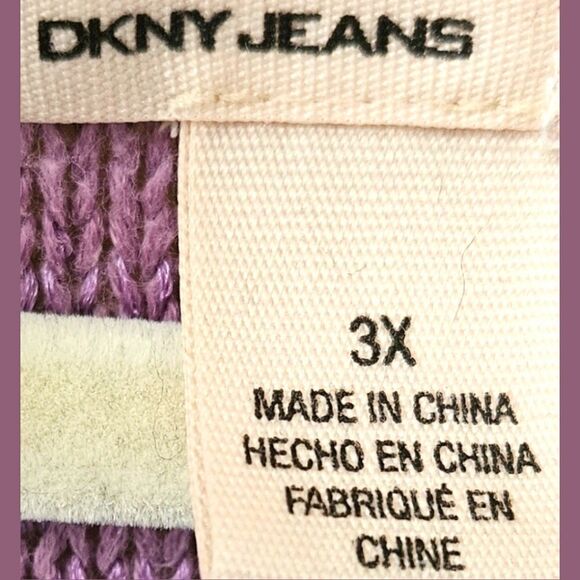 DKNY JEANS Womens Plus Size Lilac Sparkly V- Neck Sweater - Picture 7 of 11